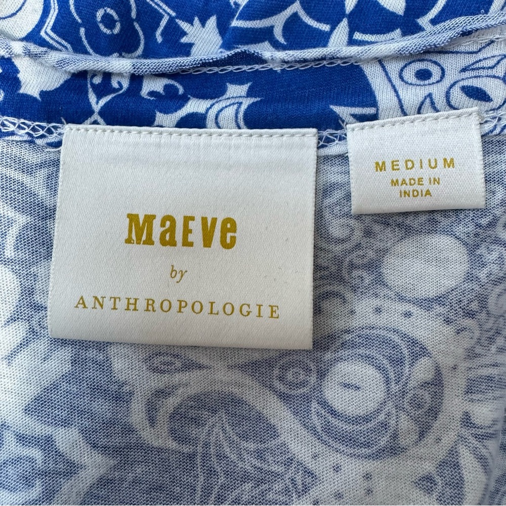 Maeve by Anthropologie Catie Ruffle Sleeve Printed Blouse Top - Picture 9 of 12